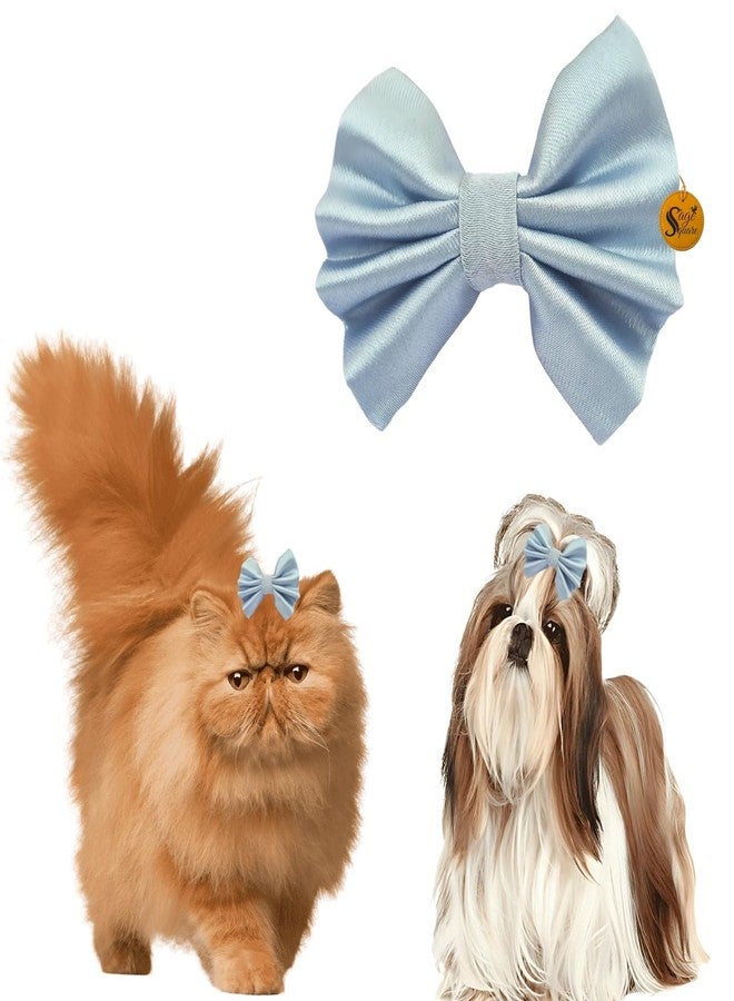 سايج سكوير مشابك شعر مربعة الشكل للحيوانات الأليفة من سيج | فيونكة يدوية الصنع للكلاب والقطط | فيونكة أنيقة على شكل عقدة علوية | إكسسوار فاخر للعناية بالحيوانات الأليفة | فيونكة شعر أنيقة لحفلات الزفاف والمهرجانات وأعياد الميلاد | هدية مثالية (أزرق سماوي) - Image 1